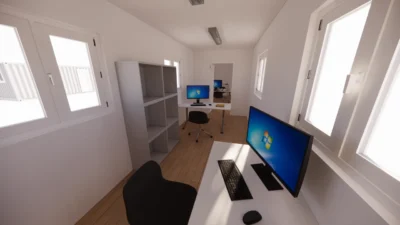 BUREAU ET SALLE DE PAUSE AVEC KITCHENETTE 28 M² EN CONTAINER 40 PIEDS