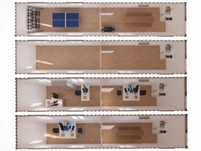 BUREAU ET SALLE DE PAUSE AVEC KITCHENETTE 28 M² EN CONTAINER 40 PIEDS