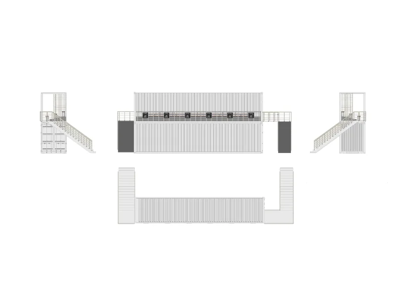 TRIBUNES EN CONTAINER 40 PIEDS 72 PLACES AVEC LOCAL DE STOCKAGE