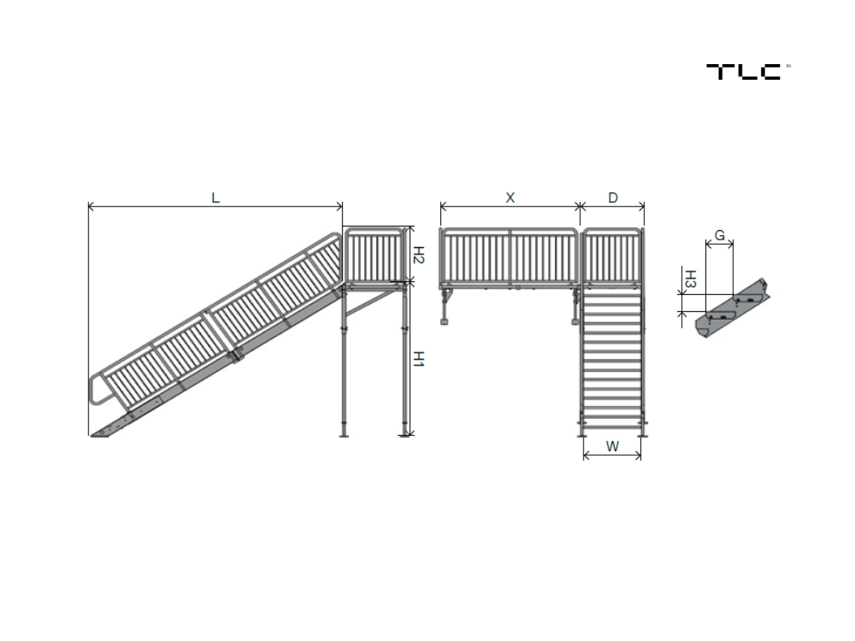 ESCALIER MÉTALLIQUE EXTÉRIEUR POUR CONTAINER | PALIER LATÉRAL