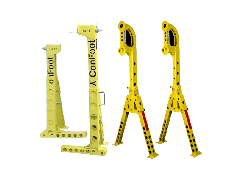 BÉQUILLES POUR CONTAINER MARITIME À QUAI DE DÉCHARGEMENT