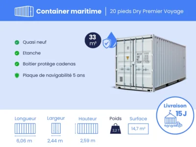 Container maritime 20 Pieds DRY PREMIER VOYAGE