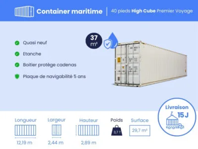 CONTAINER MARITIME 40 PIEDS HIGH CUBE PREMIER VOYAGE